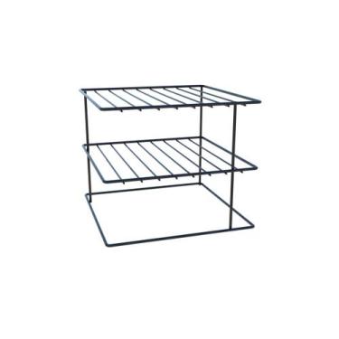 Imagem de Organizador Porta Pratos Cantoneira Quadrado Prateleira 3 Níveis Plana