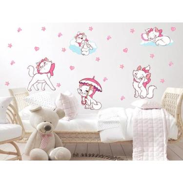 Imagem de adesivo de parede gatinha marie decoração cute menina - Adesivos Kigru
