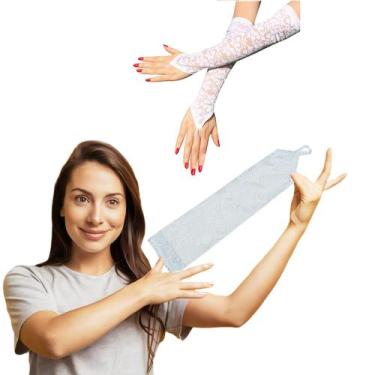 Imagem de Luva de Renda Feminina Longa Gancho de Dedo Fantasia Festa Casamento S