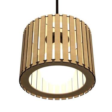 Imagem de Luminária Pendente Tóquio Modelo Ripado - CORALISA, MDF CRU