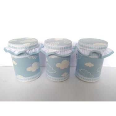 Imagem de Kit Decorativo de Pote Infantil, com 3 potes - Laços Elias, Nuvem Azul