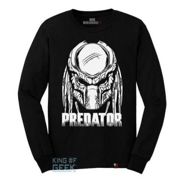 Imagem de Camiseta Predador Manga Longa Camisa Geek Série Blusa Preta - KING OF 