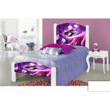 Imagem de Cama Solteiro Adesivada Borboleta Com 2 Grades - CAMAS VALINO, Branco