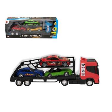 Imagem de Carreta Caminhão Cegonheira Grande com 3 Carrinhos - Vermelho - BS TOY