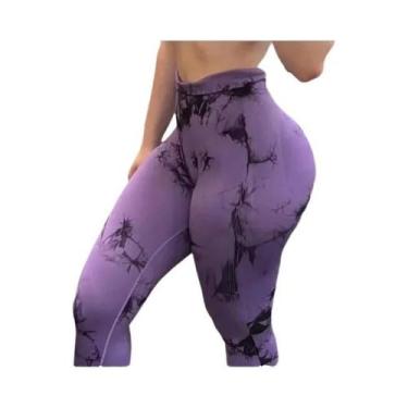 Imagem de Leggings de Yoga com Cintura Alta Tie-Dye para Mulheres - Sem Costura 