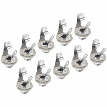 Imagem de Kit Com 10 Jacks Conectores P10 Mono 1/4 Para Guitarra Contra Baixo - 