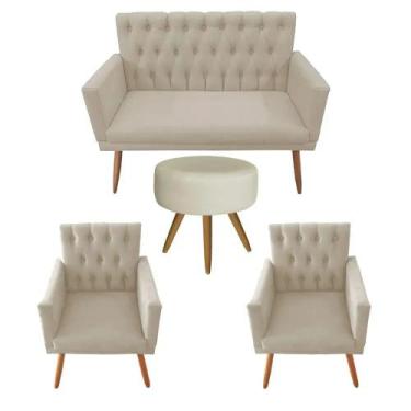 Imagem de Kit Namoradeira com 02 Poltronas Nina Captone e Puff Redondo material 