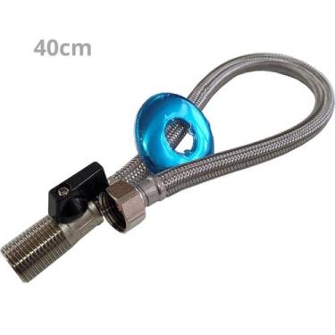 Imagem de Engate Flexível com Registro 40cm Aço Inóx Lavatório Torneiras Banheir