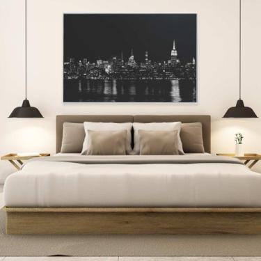 Imagem de Quadro Rio Hudson Preto e Branco - Decor&Quadros, 90x60 cm, Adesivo fo