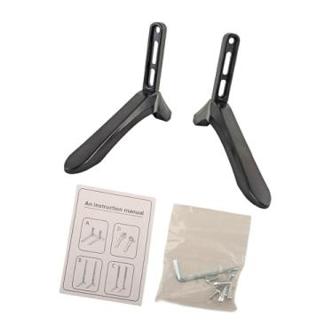 Imagem de BaotyJie Base de suporte para tv, 2 peças, pernas de tv, antiderrapante, resistente, substituição moderna, pedestal de tv, pés de televisão para escritório e