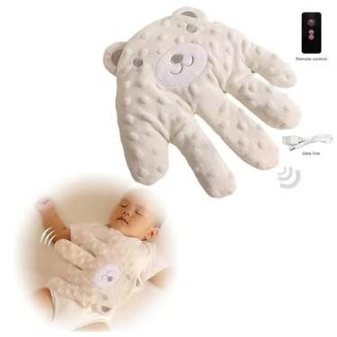 Imagem de Travesseiro de Pelúcia Calmante em Formato de Mão elétrico com controle para sono do Bebês, Antialérgico,