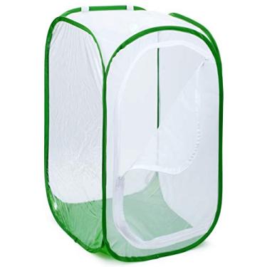 Imagem de RESTCLOUD Habitat De Borboleta Monarca Extra Grande De 4 Pés, Pop-Up De Terrário De Gaiola De Malha De Inseto Dobrável Gigante (Branco + Verde, 28 X 28 X 48 Polegadas)