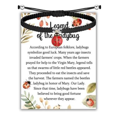 Imagem de BLEOUK Pulseira Lucky Ladybug Joaninha Joaninha Vermelha Presente Amantes Joaninha Presente Boa Sorte Presente Tema Joaninha Presente Mamãe, Small, Metal, na unknow