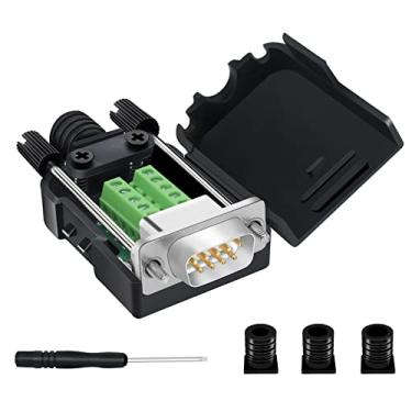 Imagem de YIOVVOM Conector de breakout DB9, DB9 sem solda RS232 D-SUB adaptadores seriais macho 9 pinos adaptador branco para conector terminal módulo de sinal com capa