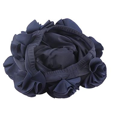 Imagem de Touca de Natação Feminina e Infantil Elástica Premium Com Flores 3D – Chapéu de Natação retrô Adequado para Cabelos Longos Em (#03)