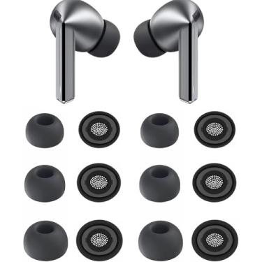 Imagem de BLUEWALL Pontas de ouvido compatíveis com Galaxy Buds 3 Pro SM-R630NZAEXAR, 6 pares de pontas de silicone de substituição de tamanhos P/M/G, compatíveis com Galaxy Buds 3 Pro SM-R630, 6 pares cinza