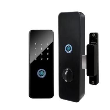 Imagem de Fechadura inteligente digital eletrônica de aplicativo com impressão digital à prova d'água e dupla face, compatível com Aleax e Google Home(Black)
