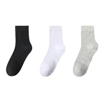 Imagem de chanstore 5 pares - meias masculinas primavera e outono, meias curtas respiráveis para casais para quatro estações - tubo de olho de malha cinza preto e branco - misto