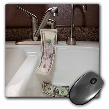 Imagem de 3Drose Mouse pad de 20 x 20 x 0,63 cm, uma pia de cozinha de porcelana branca com notas de cinco e dois dólares caindo no ralo (mp_50514_1)