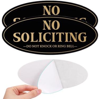 Imagem de Wonderjune 2 peças de placa sem solicitação para casa 18 x 7 cm alumínio autoadesivo forte sem solicitação, não bata ou toque sinal de sino, para porta da frente, casa, durável, resistente ao clima UV