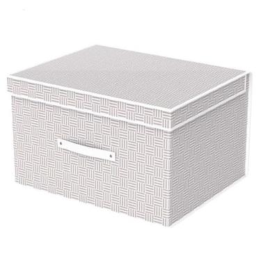 Imagem de Caixa Organizadora Com Tampa 40x30x25CM Multiuso Guarda-Roupas Closet Organizador Brinquedos Objetos Livros 50L(Nude Entrelaçado (9372))