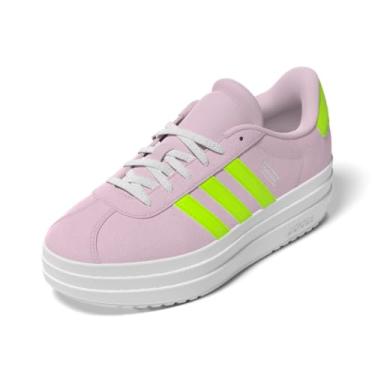 Imagem de adidas Tênis esportivo unissex infantil Vl Court Bold, Rosa claro/amarelo/branco, 5.5 Big Kid