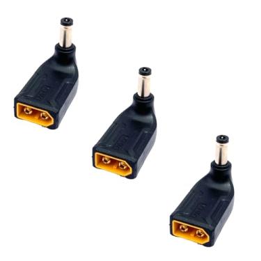 Imagem de 3 adaptadores XT60 macho para macho DC5521, conector XT60 reto de 90 graus para CC 5,5 mm x 2,1 mm para gerador, painel solar portátil e óculos FPV