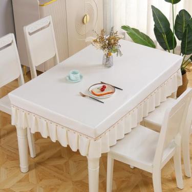 Imagem de Toalha de mesa retangular à prova d'água e à prova de óleo, toalha de mesa lavável em tecido para mesa de café de jantar, toalha de mesa, toalha de mesa de estudante, off-white||70 x 120 cm