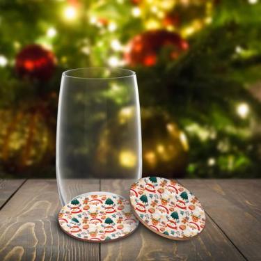Imagem de Kit 6 Porta Copos Natalinos em MDF  Decoração Festiva para Bebidas e D