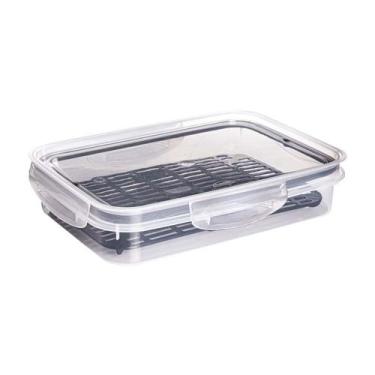 Imagem de Pote Tampa Modular Plástico Moderno  Hermético Travas Escorredor 1,1L 