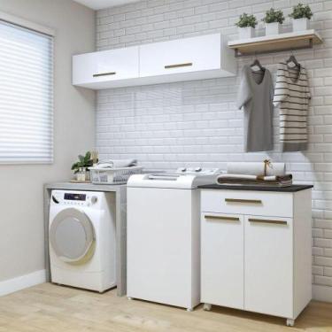 Imagem de Lavanderia Modulada Magé 2 Arm Aéreos E Balcão Kaiki Móveis Branco