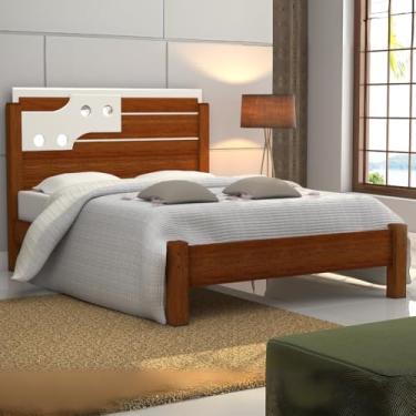 Imagem de Cama Luiza em MDF de Casal p/Colchões 1,88cm com Estrado Resistente e Moderno - Canela