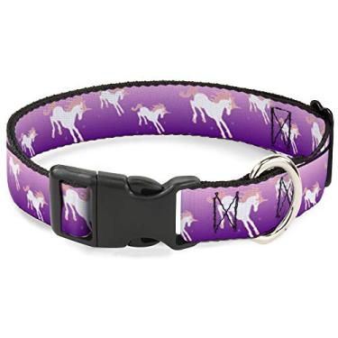 Imagem de Buckle-Down Colar com clipe de plástico - unicórnio brilhoso roxo/rosa - 3,8 cm de largura - serve para pescoço de 45,7 a 81,2 cm - grande