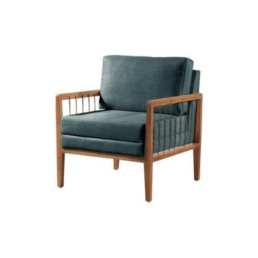 Imagem de Poltrona Decorativa Linho Azul Lola - Naluma Móveis