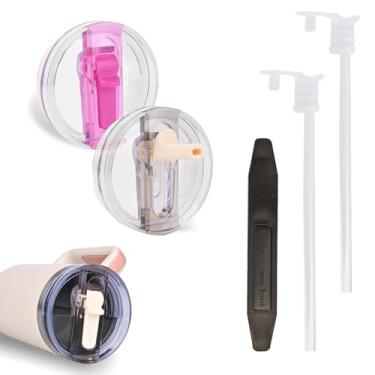 Imagem de Pacote com 2 tampas ProTour removíveis para copo Stanley de 850 g, com tampas Stanley à prova de vazamento, tampa de canudo flip para Stanley, tampas de copo sem derramamento, acessórios de copo para