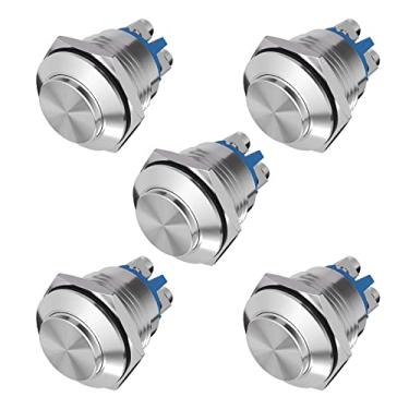 Imagem de APIELE Interruptor de botão momentâneo de 16 mm Interruptor de botão momentâneo de 16 mm tampa redonda alta à prova d'água, terminais de parafuso de alta descarga de aço inoxidável 250V AC 5A 12V 36V