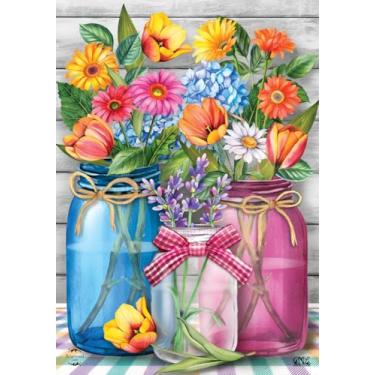 Imagem de Jarras florais primavera bandeira rústica jardim 31,7 cm x 45,7 cm Briarwood Lane
