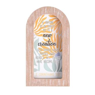 Imagem de Dicksons A New Creation 2 Corinthians 5:17 White Wash Wood and Glass Tabletop or Hanging Wall Art 8,25 x 4,5 polegadas