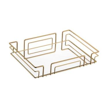 Imagem de Bandeja Multiuso Hara Luiza Retangular 41,5 x 31,5 cm, Dourado