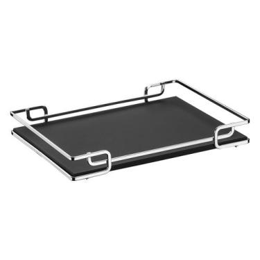 Imagem de Bandeja Multiuso Hara Luana Tampo material sintético Preto 39x70 Cm, C