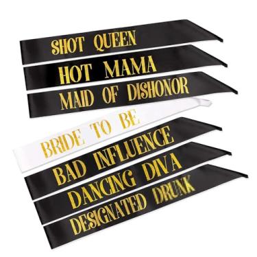 Imagem de Pacote com 7 cintas de festa para despedida de solteira, 1 faixa para ser noiva branca + 6 faixas de despedida de solteira para meninas, despedida de solteira, despedida de solteira, despedida de solteira, casamentos, despedidas de solteira