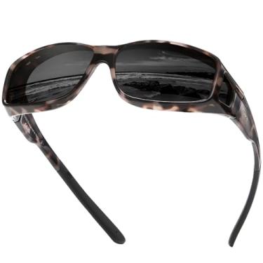 Imagem de DUCO Óculos de sol Fit Over para homens e mulheres, lentes polarizadas com proteção UV400, óculos de sol grandes DC8968, Armação de tartaruga cinza, lente cinza, common