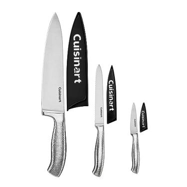 Imagem de Cuisinart Conjunto De Facas Forjadas Clássicas – Lâminas De Aço Inoxidável Marteladas Com Alto Teor De Carbono, Protetores De Bainha, Fio Ultraafiado, Reforço Extra Largo Para Estabilidade (6 Peças: