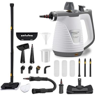 Imagem de Ancohom Limpador A Vapor Portátil, Vaporizador Portátil Com Esfregão, Grande Capacidade De 350 Ml, Conjunto De 16 Acessórios Para Limpeza De Pisos, Carros, Carpetes, Estofados, Sofás, Azulejos E Jan