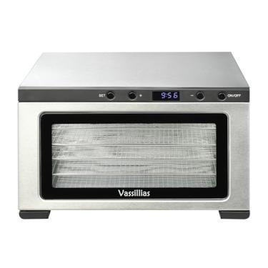 Imagem de vassillias Mini Desidratador E Secador De Alimentos Em Aço Inoxidável - 6 Bandejas De Aço Inoxidável, Temporizador Digital Ajustável, 400 W, 80 °C, Controle De Temperatura, Para Carne Seca, Ervas, C