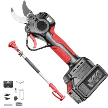 Imagem de Sem Escovas Podador De Galhos Eletrico,Podador De Galhos,Com 1 Bateria, LâMinas De TitâNio Sk9, DiâMetro De Corte De 50 Mm, Display Lcd, Haste TelescóPica De (130 Cm-198 Cm