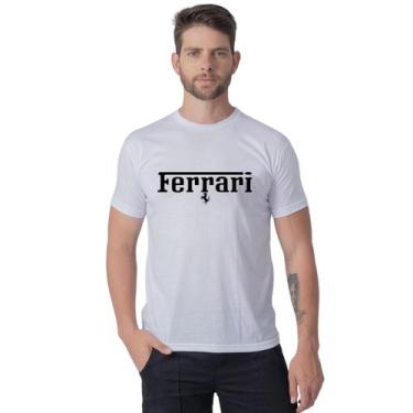 Imagem de Camiseta Básica Masculina Ferrari Designer Moderno Gola Redonda Manga 