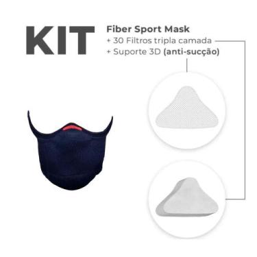 Imagem de Kit Máscara Proteção Fiber Knit Sport Z754K-8192, Azul Marinho, G