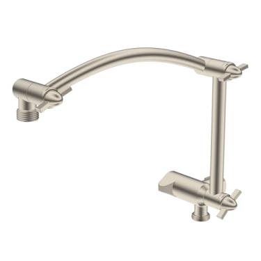 Imagem de Hibbent Braço de extensão de cabeça de chuveiro de 40 cm atualizado em metal com válvula de desvio de chuveiro G1/2 de 3 vias, extensor de chuveiro de aço inoxidável ajustável em latão flexível de
