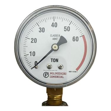 Imagem de Manômetro Prensa Hidráulica 60 Ton 1/4 Npt + Bucha 1/2 Npt